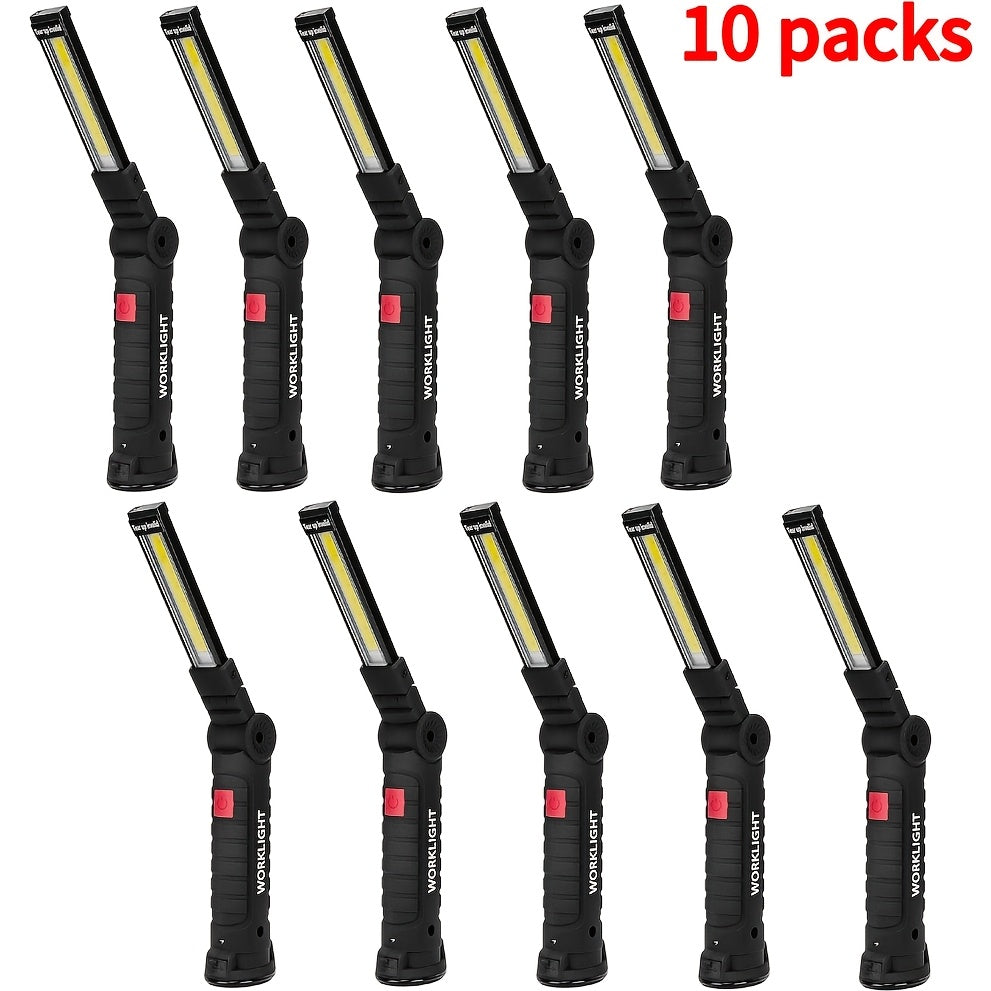 Hanging COB LED Rechargeable Work Light Bulk Pack – Portable Built-In Battery Lamp for Camping Yard Party Garage Vehicle Maintenance Emergency, Black & Khaki, 2 4 6 8 10 Pack Options