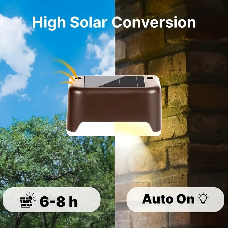 Solar LED Deck Lights Outdoor Stair Step Lights Auto On Off Dusk to Dawn 12 Hour Warm White 3500K for Fence Pathway Patio Balcony Yard Weatherproof ABS Pack of 8 16 or 32 No Wiring Required
