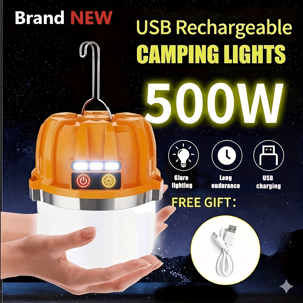LED Camping Lantern USB Rechargeable with Built-In Power Bank, Ultra-Bright Portable Hanging Tent Light for Camping BBQ Patio Outdoor Emergency, Charges Mobile Phones, Freestanding & Hanging Design