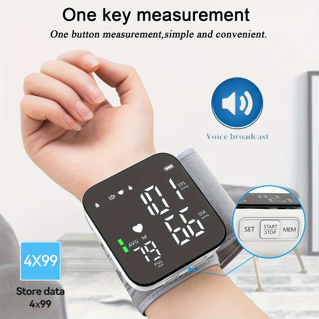 Wrist Blood Pressure Monitor Automatic Digital BP Cuff with Large LCD Display – Pulse Rate & Irregular Heartbeat Detection, Portable Home Use for Seniors & Adults, One-Button Operation