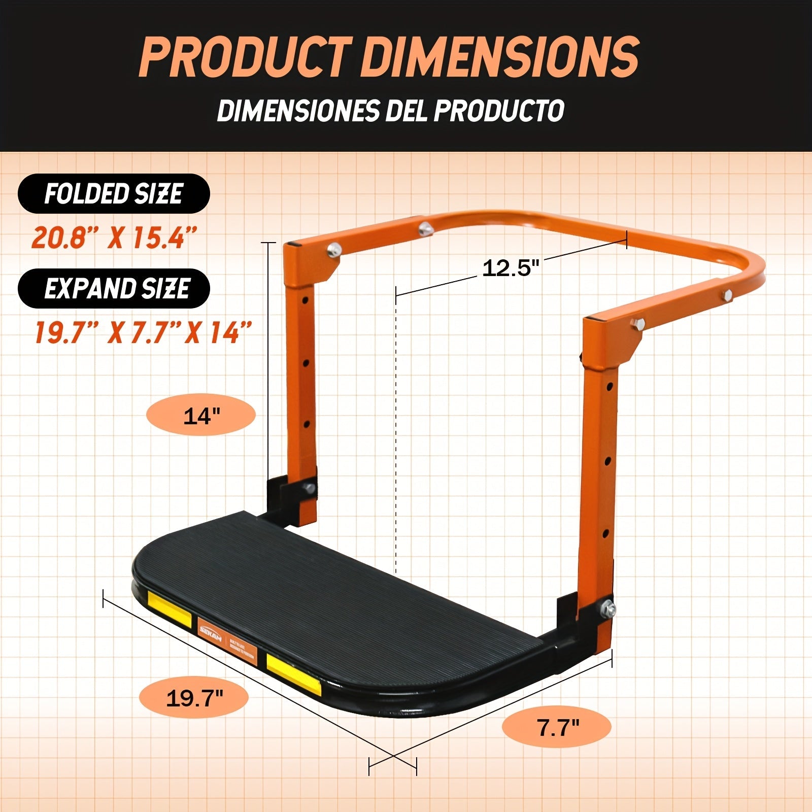 Foldable Tire Steps Anti-Slip for Truck SUV Trailer – Adjustable Height, 300/500/650 LB Load Capacity, Fits Tires Up to 13.5" Wide, Portable Tire Step Stool