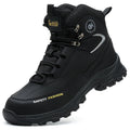 Steel Toe Work Boots for Men Heavy Duty All-Terrain Rubber Sole Cushioned Insole Arch Support Four-Season Construction Industrial Farm Outdoor Boots Black Army Green Sizes US 6-11