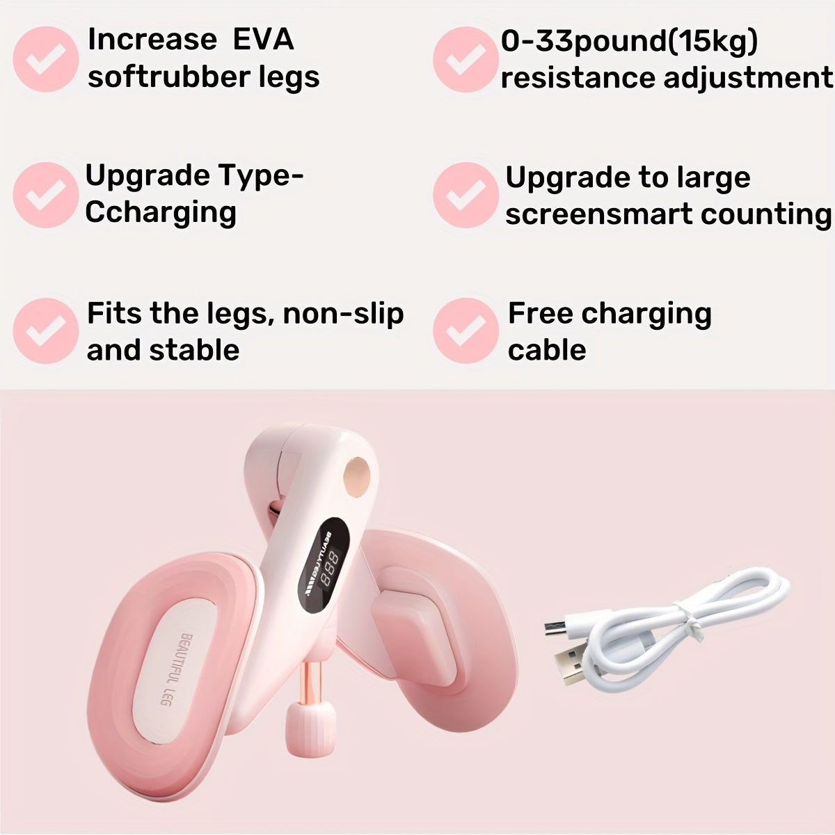 Pelvic Floor Trainer & Smart Hip Thigh Exerciser with Rep Counter – Adjustable Resistance Inner Thigh Toner, Glute Strengthener & Kegel Exercise Machine for Women Home Gym Workout