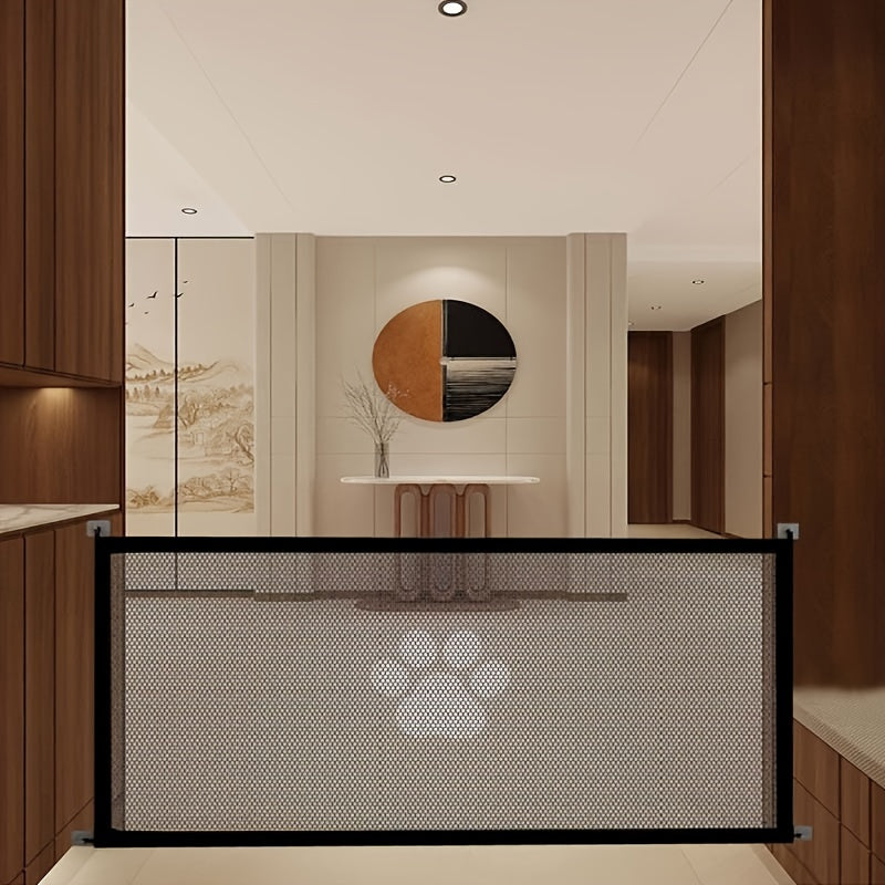 Portable Folding Pet Gate Dog Safety Barrier Fence Foldable Mesh Isolation Net Indoor Doorways Stairs Rooms Small 43x30 Large 70x30 Inch Dogs Cats Puppies Kittens