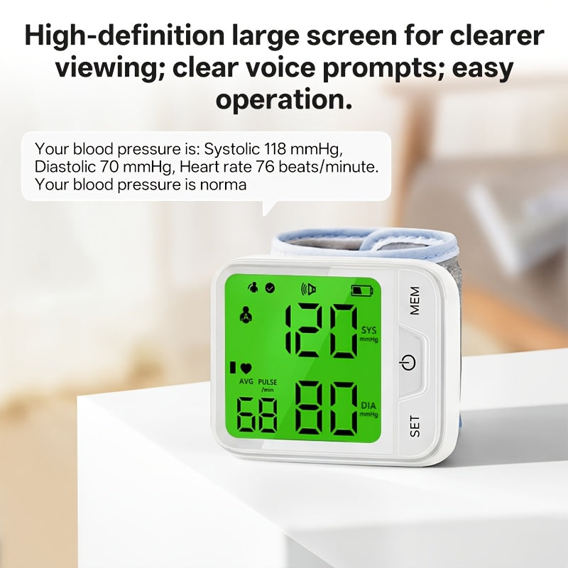 Wrist Blood Pressure Monitor Automatic Digital BP Cuff with Large LCD Display – Pulse Rate & Irregular Heartbeat Detection, Portable Home Use for Seniors & Adults, One-Button Operation
