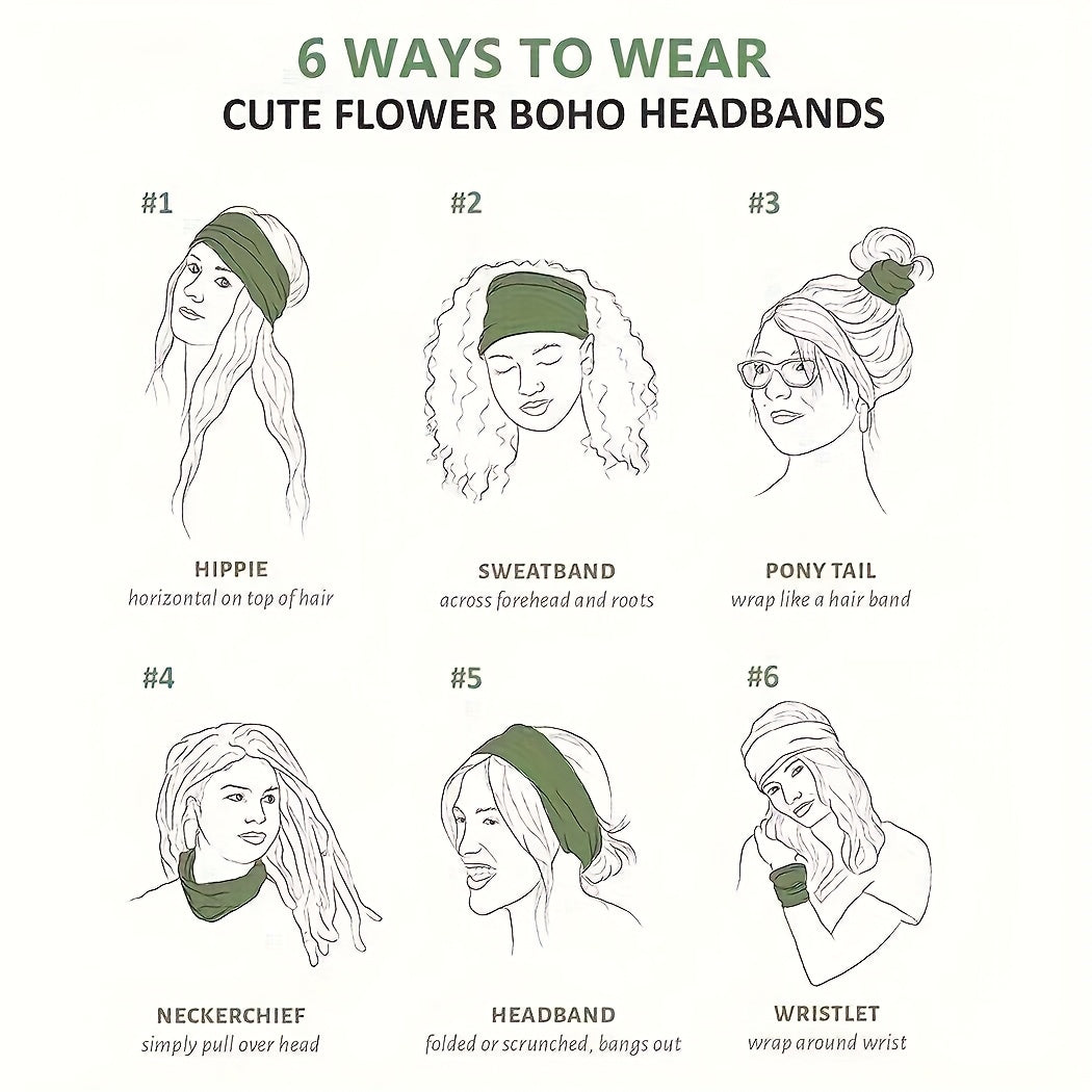 8pcs Wide African Turban Headbands for Women – Boho Paisley Anti-Slip Elastic Headwraps Moisture-Wicking 95% Polyester Sports Yoga Running Daily Wear Machine Washable Hair Accessories Gift Set