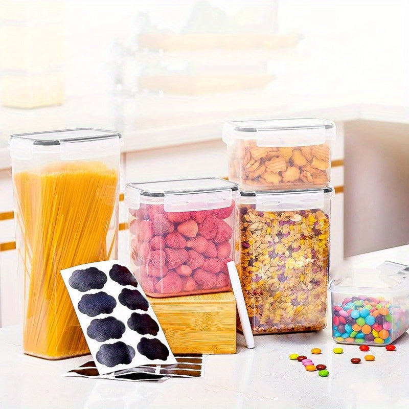 Airtight Food Storage Containers Set with Flip Lids, Labels & Marker – BPA-Free Plastic Pantry Organizer Boxes for Kitchen, Travel & Picnic, Fresh-Keeping Container Set in 12/14/20/48/84 Piece Options