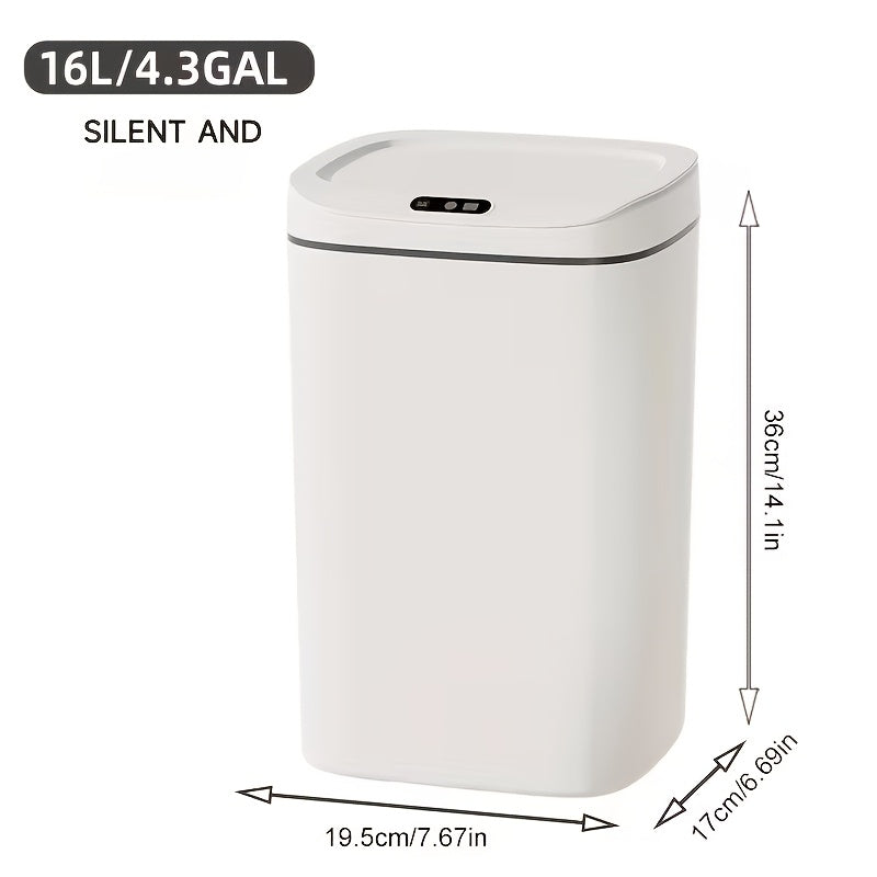 Inductive Smart Trash Can with Sealed Odor-Proof Lid – Hands-Free Automatic Sensor Waste Bin, Touch Control, Easy-Clean Interior for Office Bathroom Bedroom Kitchen, 12L 14L 16L