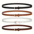 Women's PU Leather Slim Waist Belt 4 Styles Sizes S to 1XL Skinny Fashion Belt for Dresses Jeans Skirts Sweet Casual Outfits – Style A B C D