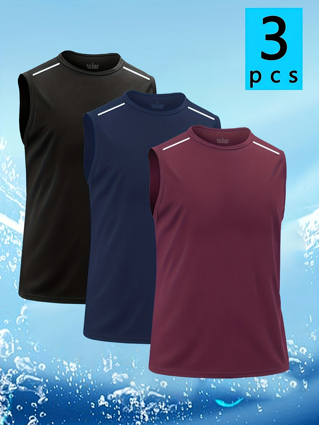 Men's 3-Pack Quick-Dry Athletic Tank Tops – Sleeveless Workout Vests, Breathable Moisture-Wicking Crew Neck Shirts for Running, Gym & Casual Wear, S-XXXL