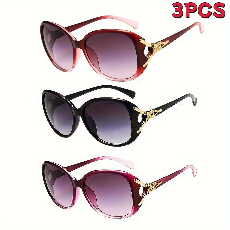 3 Pairs Women's UV Protection Fashion Sunglasses Set – Trendy Anti-UV Shades for Daily Wear Leisure Outdoors Beach Vacation Gift for Her