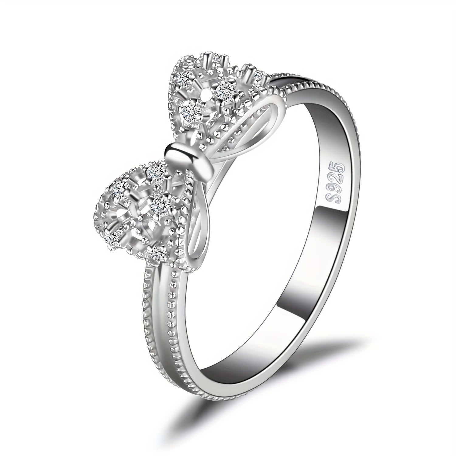 925 Sterling Silver Bowknot Ring for Women – Sparkling Cubic Zirconia Bow Design, Available in Silver, Yellow Gold & Rose Gold Finishes, Dainty Hypoallergenic Fine Jewelry for Dating Daily Wear & Gifting, Sizes 4-10