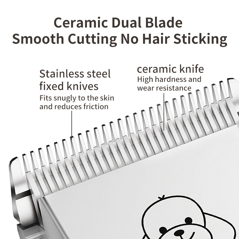 Dog Grooming Clippers Cordless Rechargeable LED Display - Professional Wireless Pet Hair Trimmer Detachable Blades 4 Comb Guides Low Noise 36V USB for Dogs Cats Small Animals