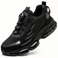Men's Breathable Work Shoes - Durable Safety Shoes with Reflective Stripes, Lightweight Cushioned Sole for Industrial, Construction and Casual Wear, Available in Black and Grey, Sizes US 6 to 11