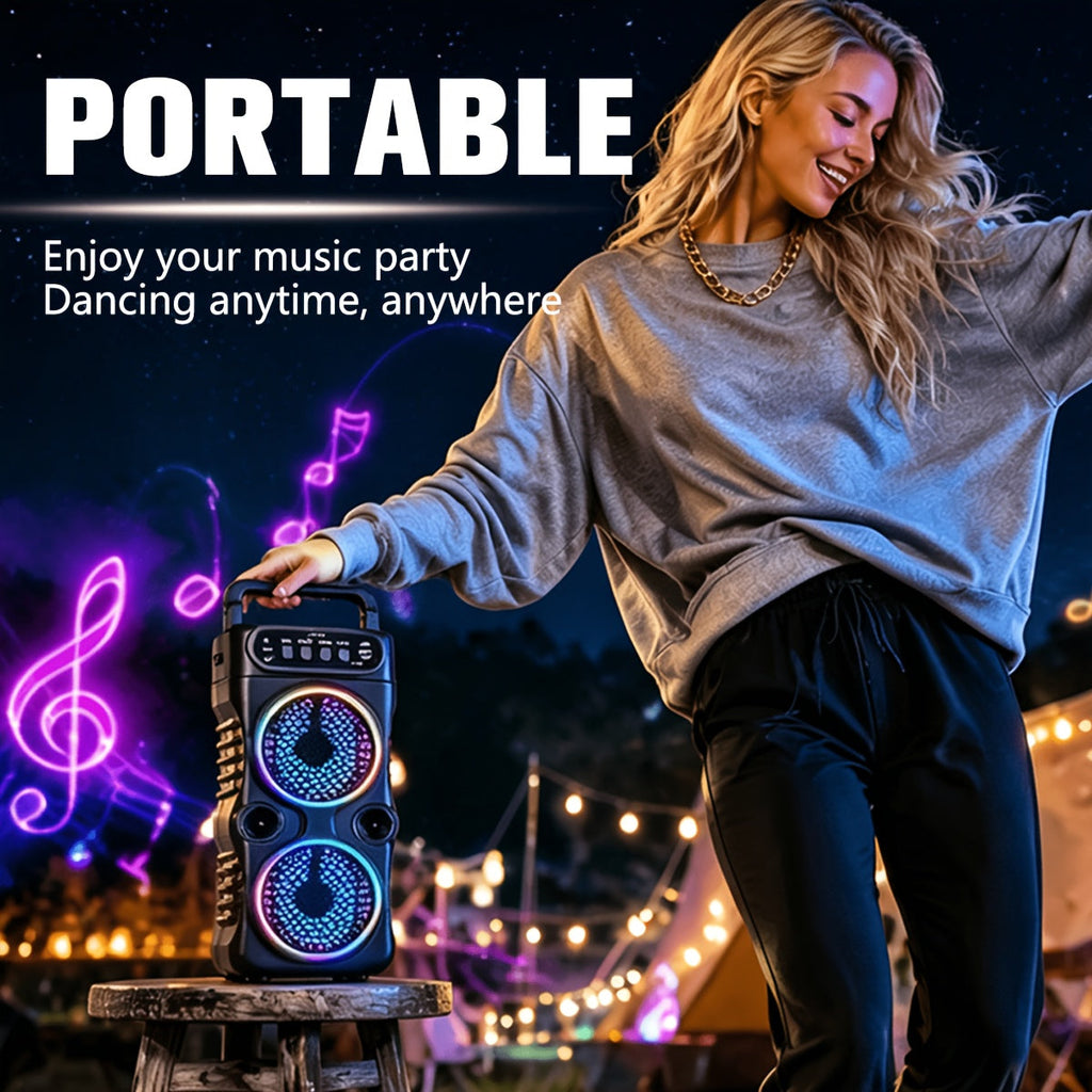 Portable Party Bluetooth Speaker with LED Light Show – Subwoofer Hi-Fi Stereo, Karaoke, BT/USB/TF/FM/AUX/TWS for Outdoor, Travel & Party