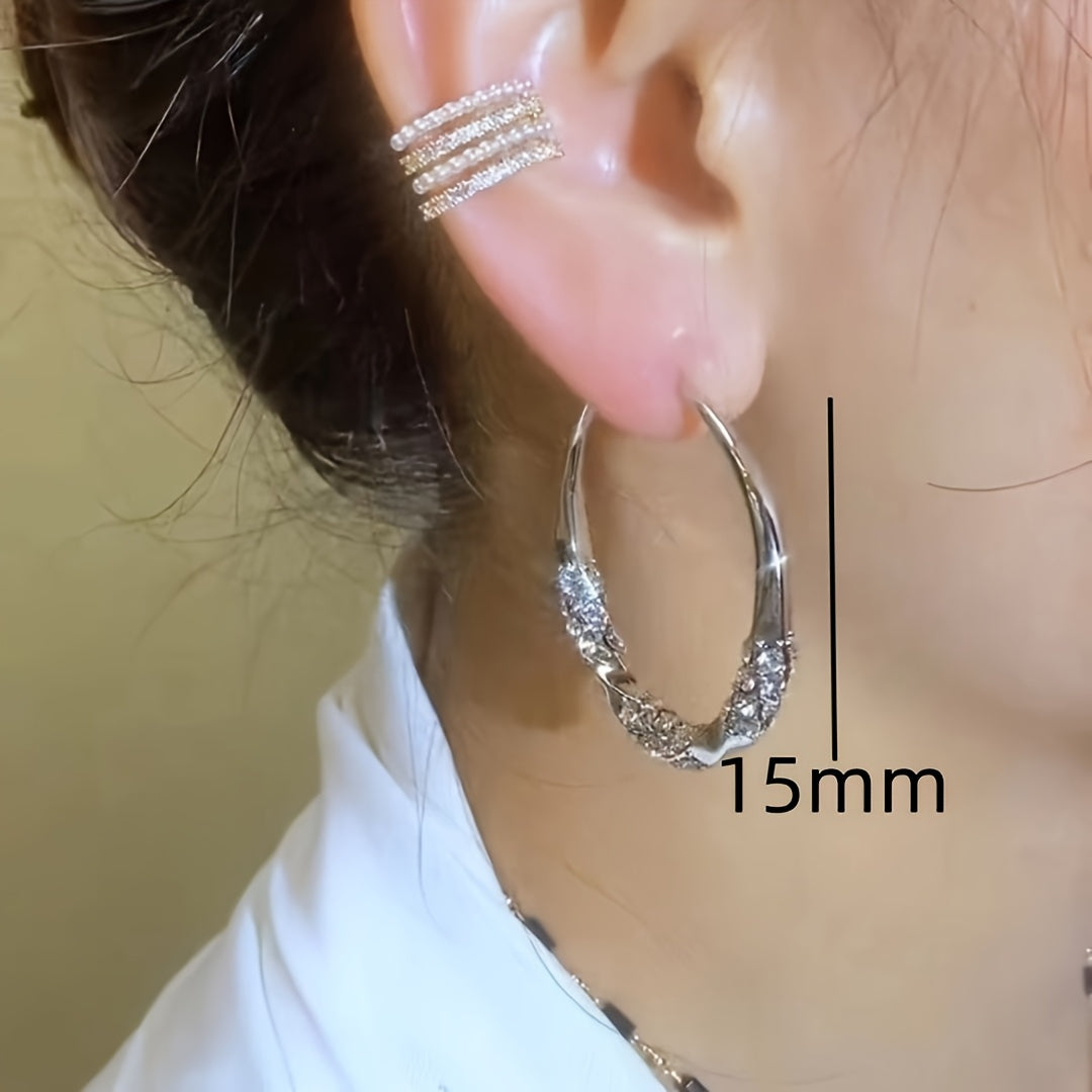 925 Sterling Silver Oversized Hoop Earrings for Women – Minimalist Large Round Hoops Vintage Elegant Daily Party Fashion Jewelry Gift for Her