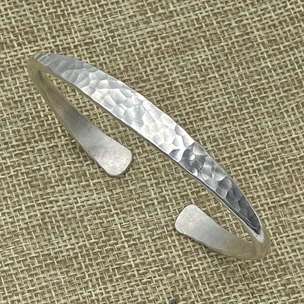 925 Sterling Silver Hammered Cuff Bracelet for Women – Handmade Open Bangle Corrugated Texture Adjustable Boho Vintage Jewelry Gift for Her Mom Girlfriend Birthday Anniversary Valentine's Day