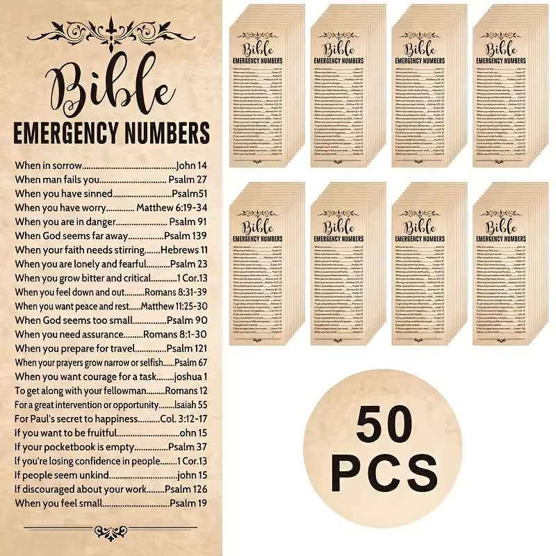 Inspirational Bible Verse Bookmarks 50 Pack – Brown Paper Scripture Bookmarks for Church Sunday School Vacation Bible School, Religious Gifts Christian Stocking Stuffers