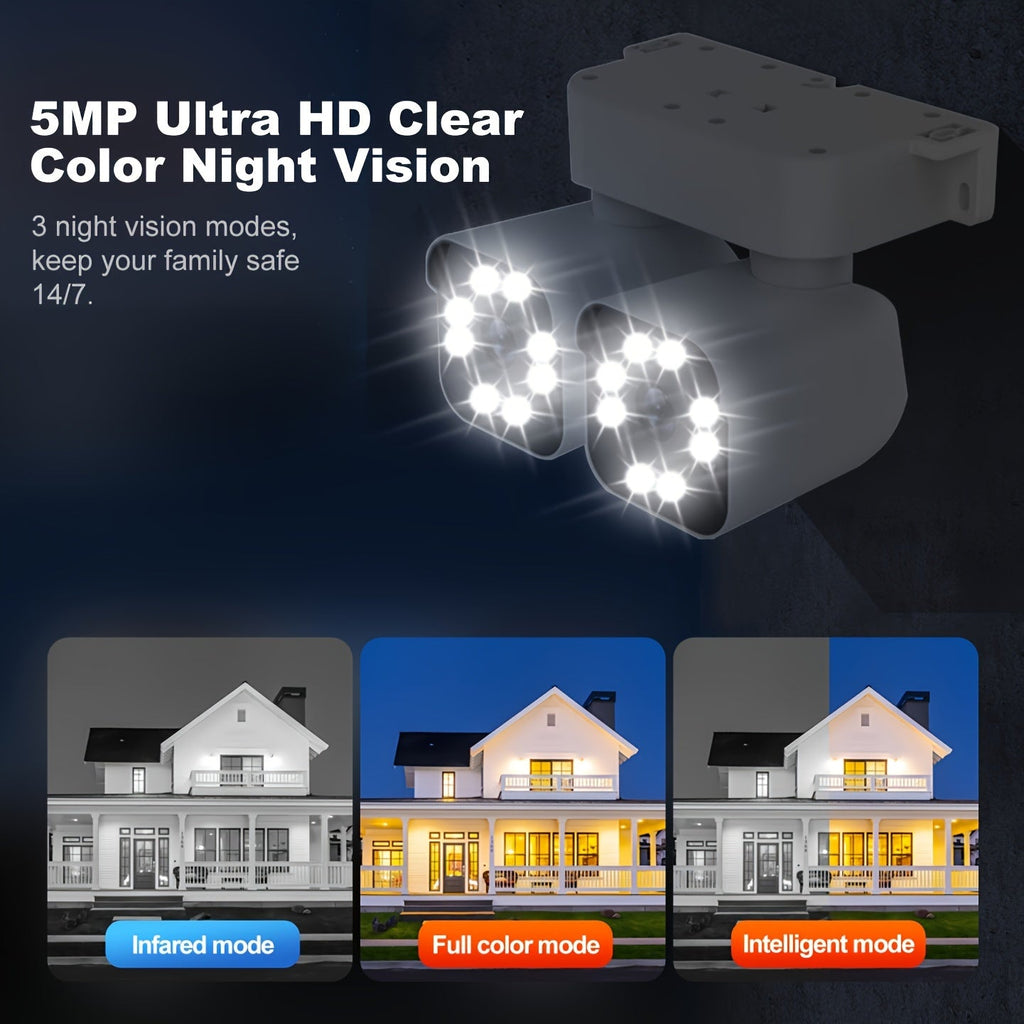 Dual Lens PTZ Security Camera Outdoor WiFi 5MP – 360° Pan Tilt 10x Electric Zoom Motion Detection Siren Alarm Two-Way Audio Color Night Vision 24/7 Wired Recording Home Surveillance