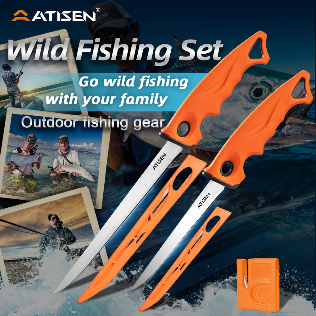 Fishing Knife Set 7/23/104/107-Piece – Stainless Steel Fillet Boning Gutting Knives with Line Cutter Camping Cutting Carving Tool Kit for Freshwater Saltwater Fishing Fisherman Gift for Men
