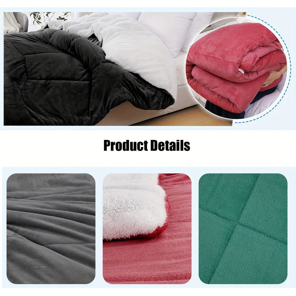 All Season Comforter – Thick Soft Quilted Box Stitch Solid Color, Ultra Breathable Machine Washable Duvet for Autumn Winter Spring, Twin Full Queen King Sizes