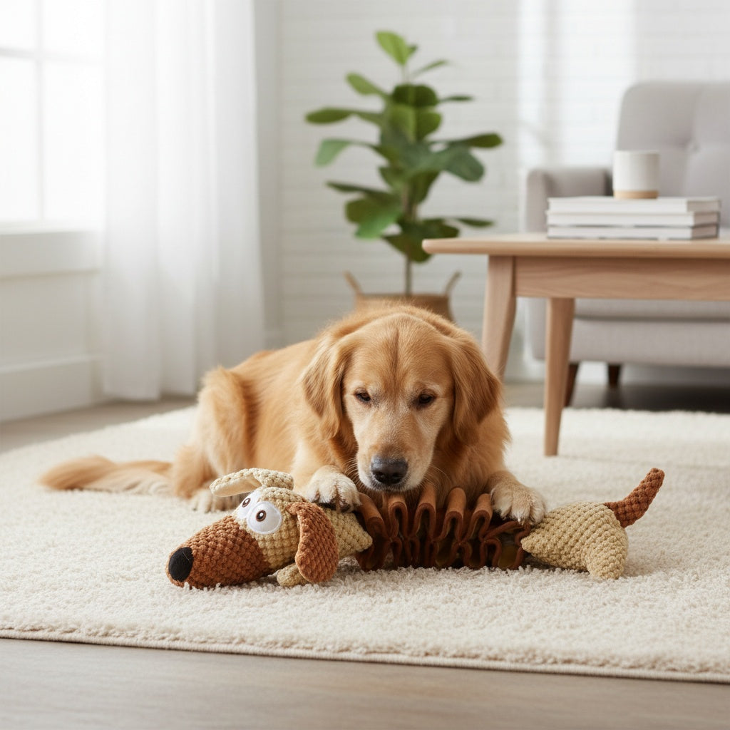 Large Squeaky Crinkle Dog Toy Extendable 15.7 to 19.7 Inch Plush Pull Tug Bite Toy Crinkled Paper Filling Small Medium Large Dogs Interactive Fetch Chew Toy No Battery