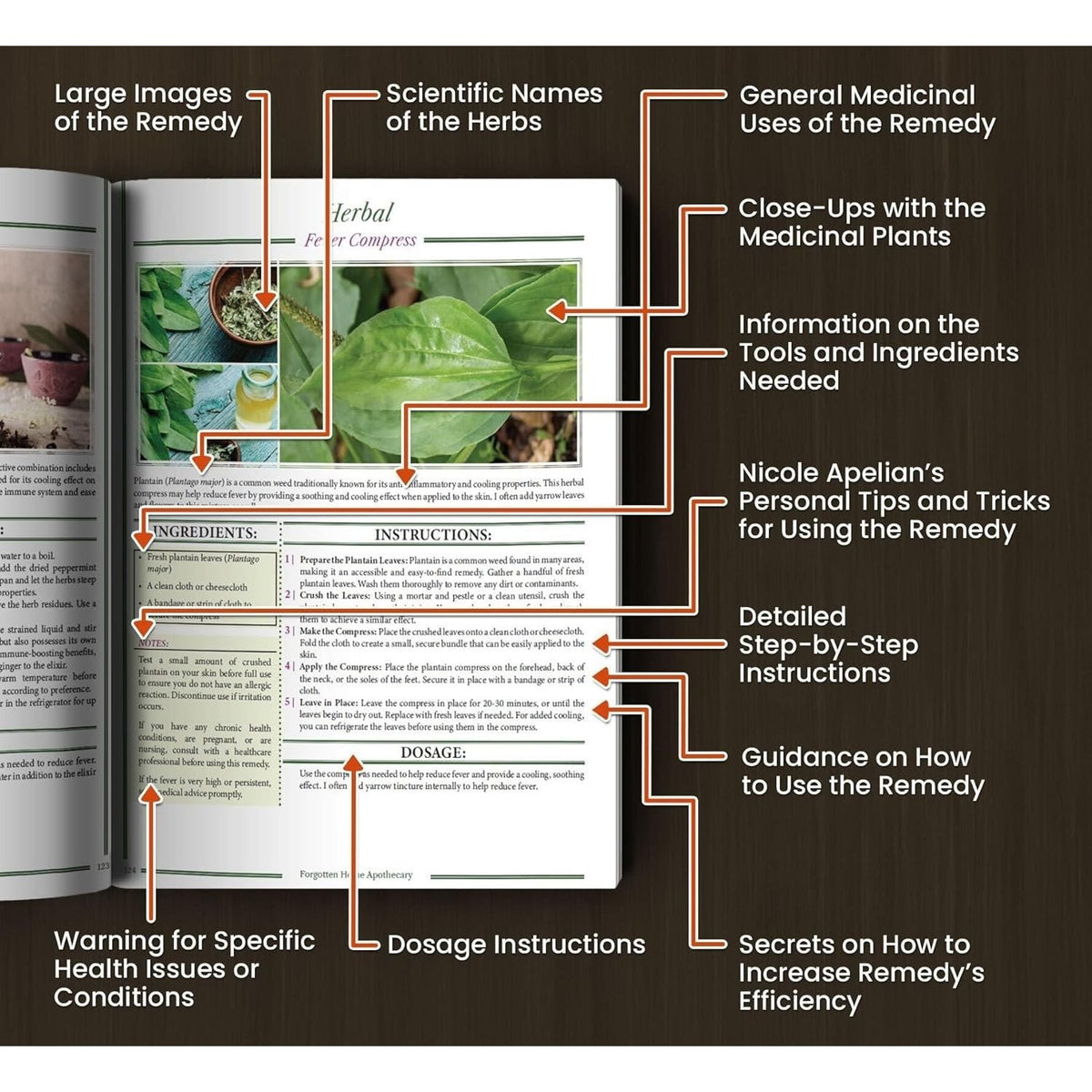 Forgotten Home Apothecary Book by Dr Nicole Apelian – 250 Natural Herbal Remedies 288 Full-Color Pages Step-by-Step Instructions Photos & Dosages for Home Healing