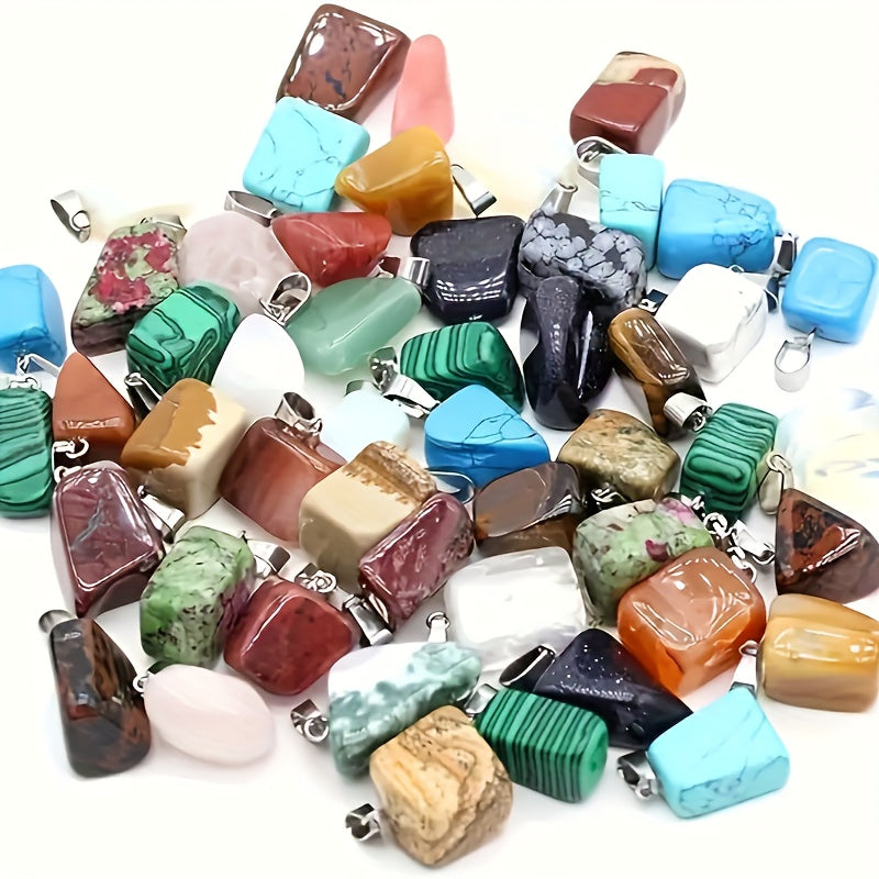 30 Pcs Natural Agate Stone Pendants for Jewelry Making – Irregular Boho Style, Mixed Colors, DIY Necklace & Bracelet Charms – Perfect for Crafters & Gift Giving
