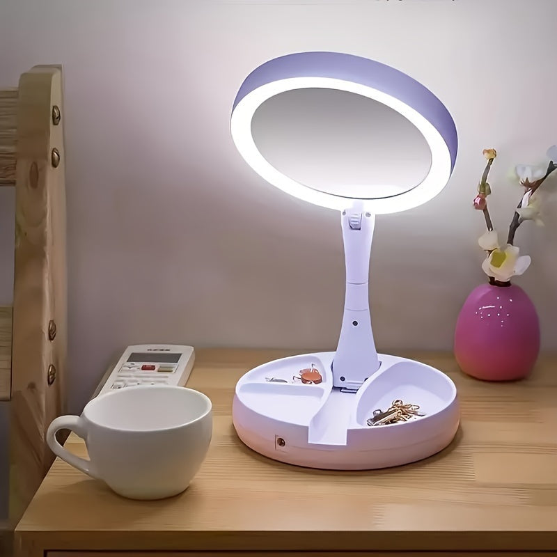 LED Makeup Mirror 10X Magnification Double Sided – Bright Lighted Vanity Mirror USB & Battery Powered, Travel-Friendly for Bathroom, Bedroom & Dressing Table