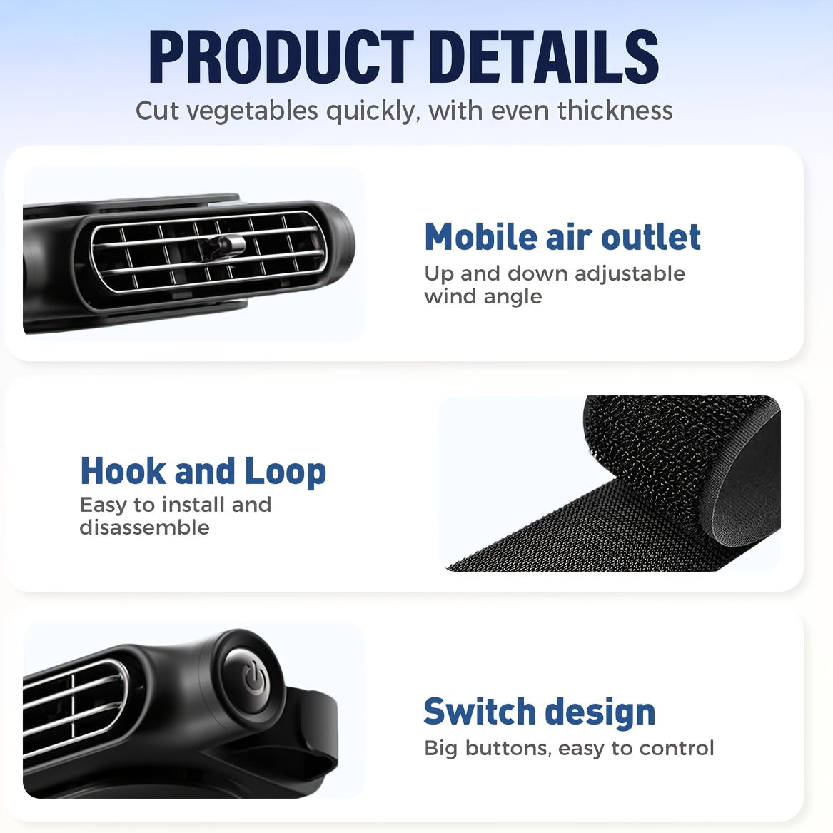 Bladeless USB Car Fan 3-Speed Quiet Cooling Plug-and-Play Seat Fan for Car SUV Truck Universal Fit Safe for Kids Pets Summer Driving Commute Road Trip White Black