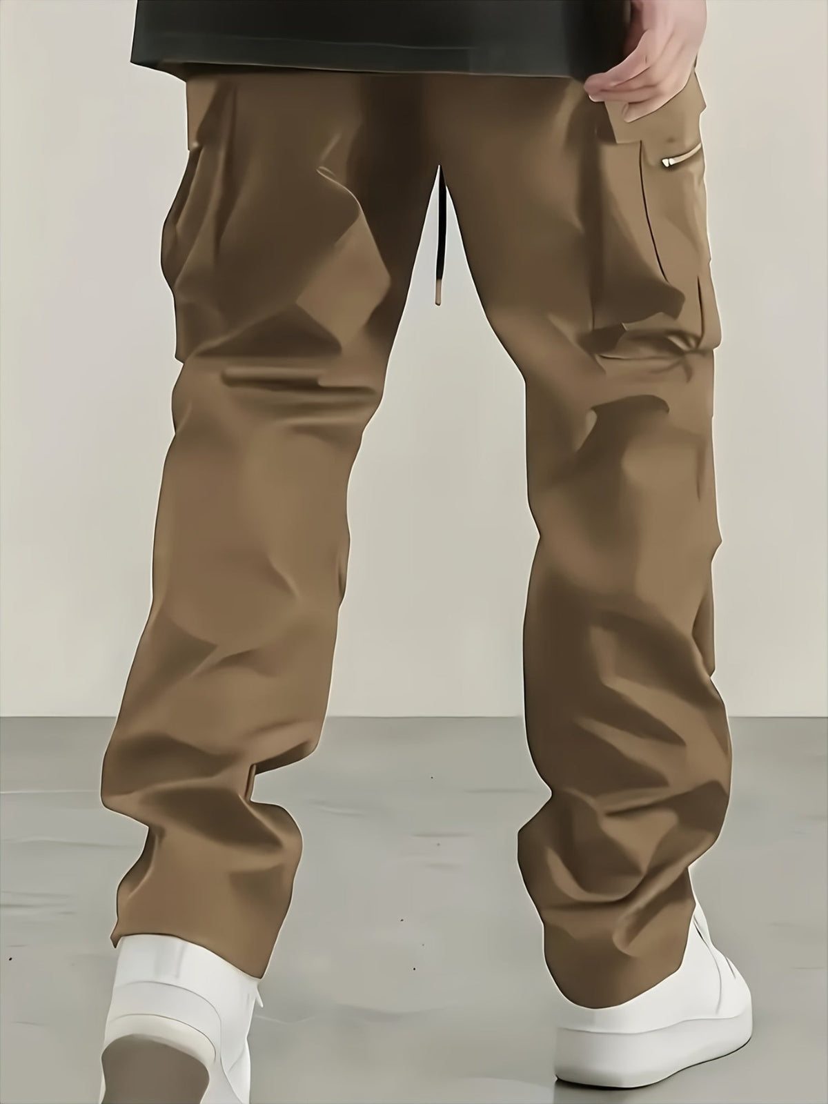 Men's Cargo Pants 2-Pack Multi-Pocket Elastic Waist Drawstring Hiking Trousers Breathable Loose Straight Fit All Season Black Khaki Dark Grey Sizes S-XXL