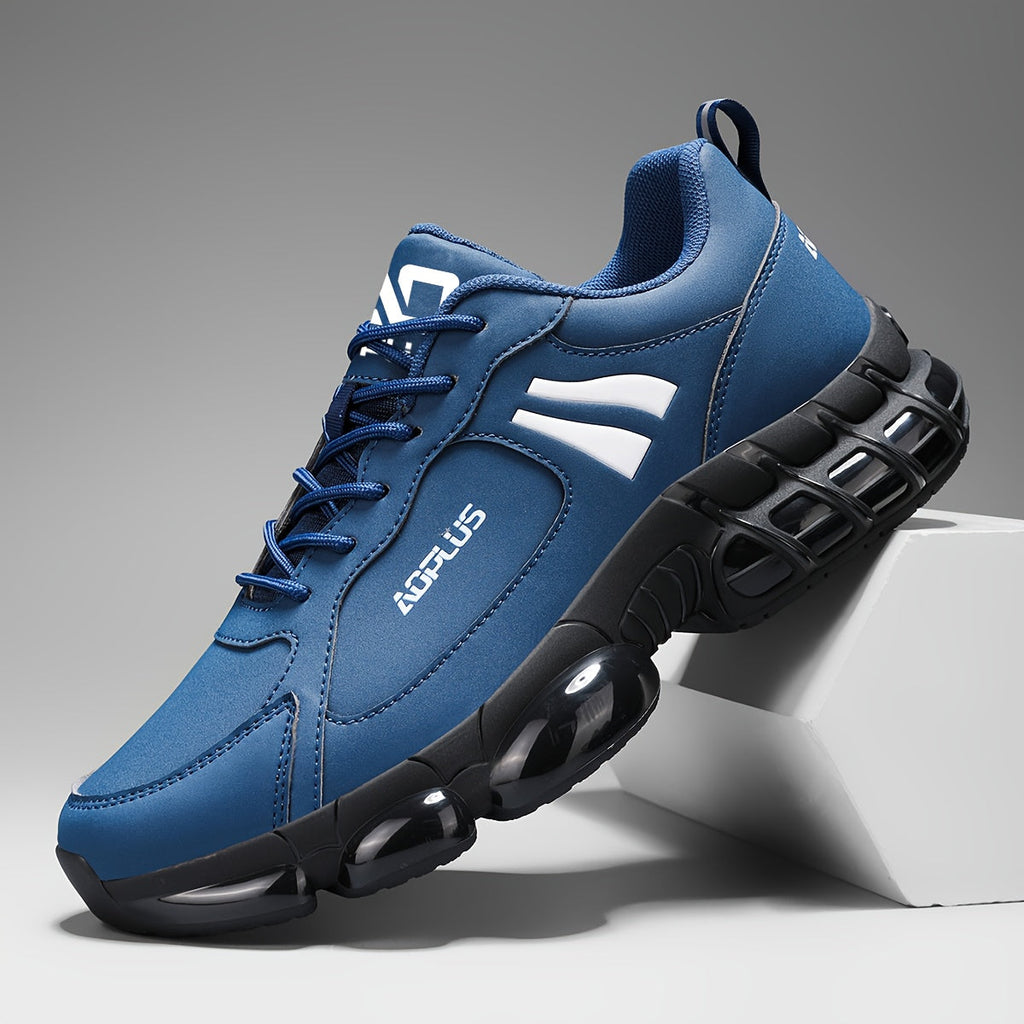Wear-Resistant All-Season Men's Road Running Sneakers – Anti-Slip Lace-Up Low Top Athletic Shoes for Running Gym Casual Outdoor, Blue Black White, Wide Sizes US 6.5–13.5