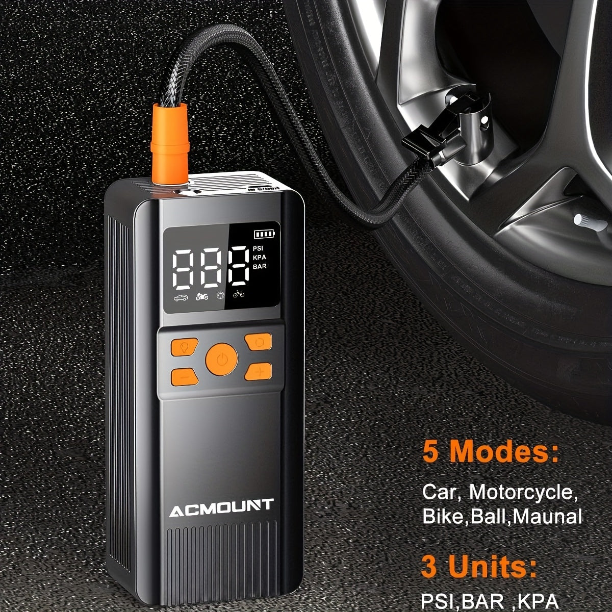 Portable Tire Inflator Air Compressor 150PSI Cordless – 2X Faster Inflation Digital Pressure Gauge LED Light for Car Bike Motorcycle Ball, Rechargeable Auto Air Pump