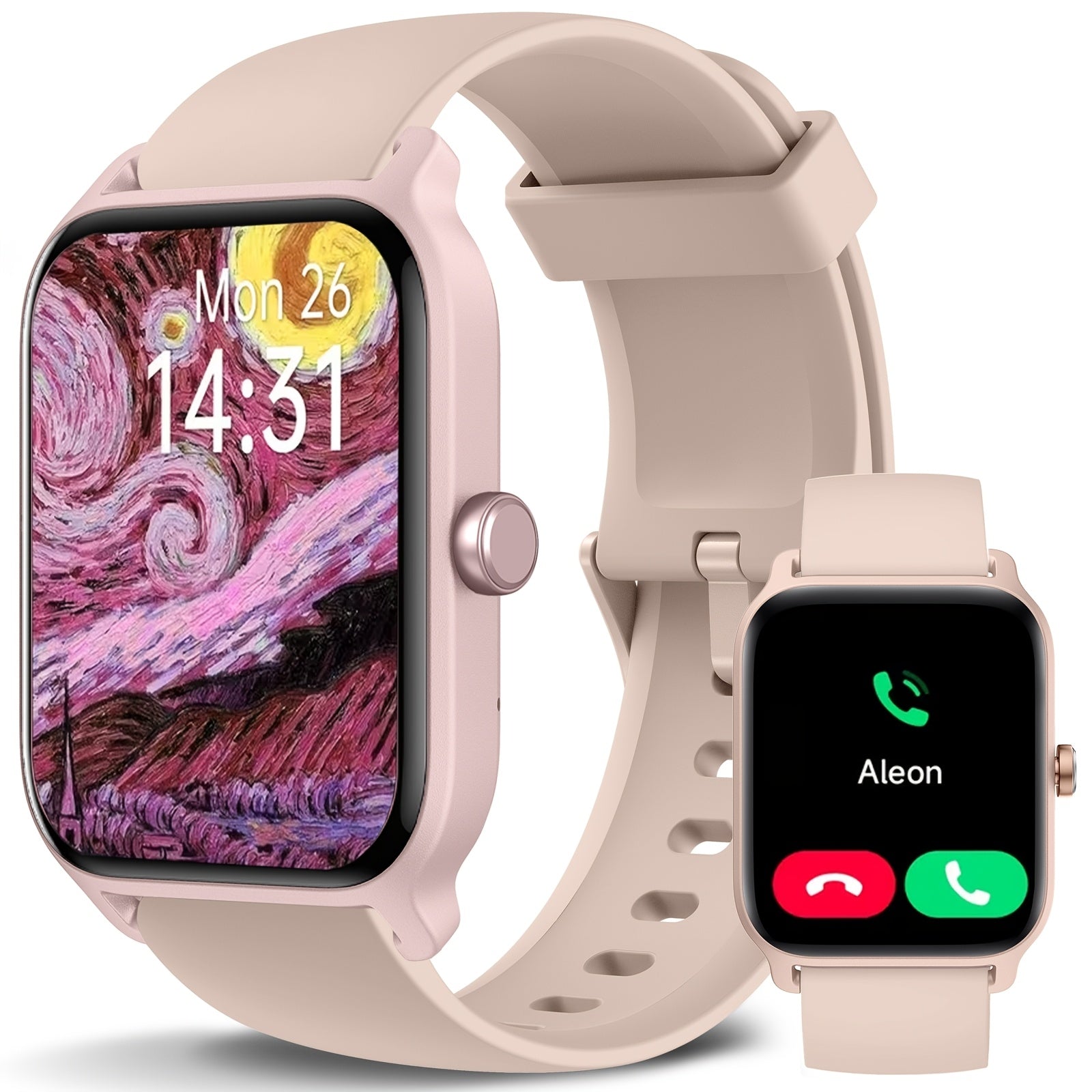 FAWEIO Smart Watch with Alexa & Wireless Calling – 1.8" HD Touchscreen Fitness Tracker, 100+ Sports Modes, Heart Rate SpO2 Sleep Monitor, Compatible with iPhone & Android for Women & Men