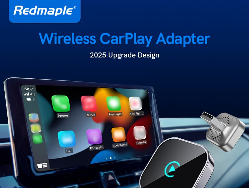Wireless CarPlay Adapter 2026 Upgraded Mini Dongle 2-in-1 iPhone Android Auto Convert Wired to Wireless USB-A USB-C Dual-Band Low Latency Auto Connect FCC Certified