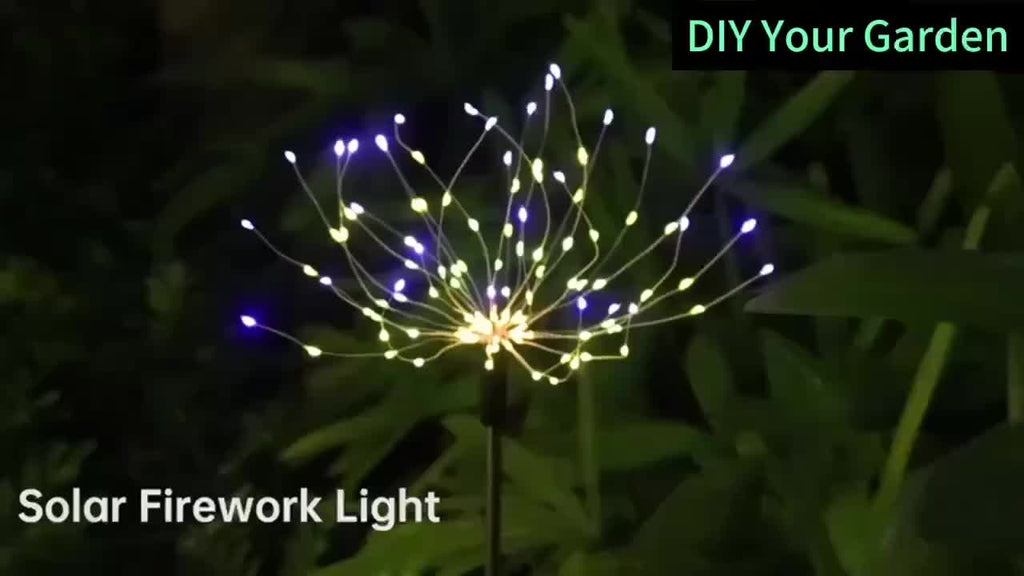 Solar Firework Garden Lights Outdoor – 8 Modes LED Smart Sensor Auto Dusk to Dawn Waterproof Landscape Lighting for Garden Patio Walkway Yard Lawn Party Wedding 60 200 360 LED Multi-Pack