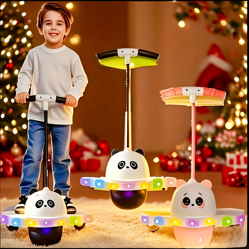 Pogo Ball with Colorful LED Light – Balance Coordination Bounce Toy for Kids & Adults Up to 200lb, Trick Pop Ball Jumper for Indoor Outdoor Play, Birthday Gift for Boys & Girls, Pink Black