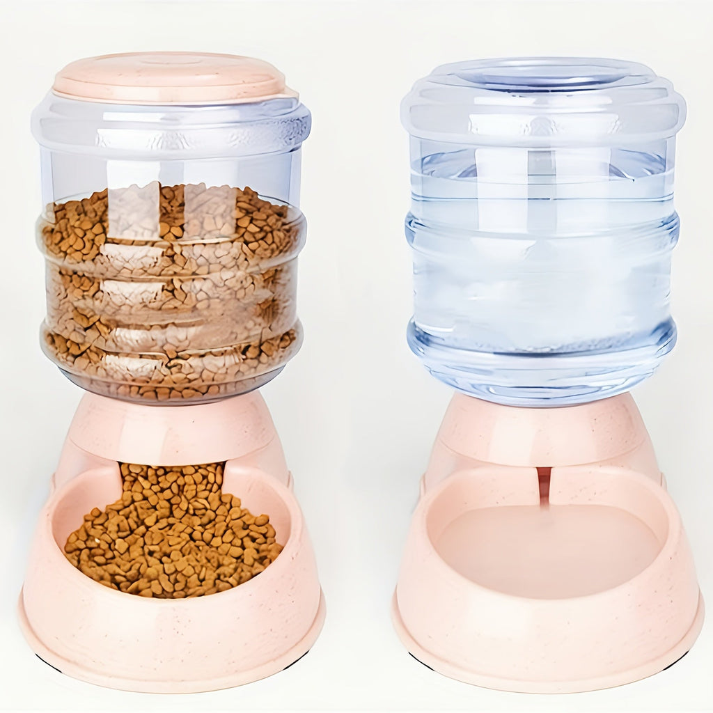 Automatic Gravity Pet Feeder and Water Dispenser 1 Gallon 3.8L - No Battery BPA-Free PP, Hands-Free Gravity Feeding Station for Cats and Small Medium Dogs, Perfect Pet Gift