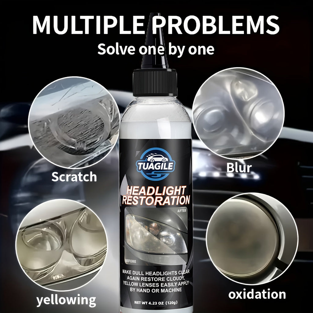 Headlight Restoration Kit UV Protective Coating Spray – Chemical Formula Removes Yellowing Oxidation & Haze, Restores Foggy Cloudy Headlights to Crystal Clear Brightness for All Cars