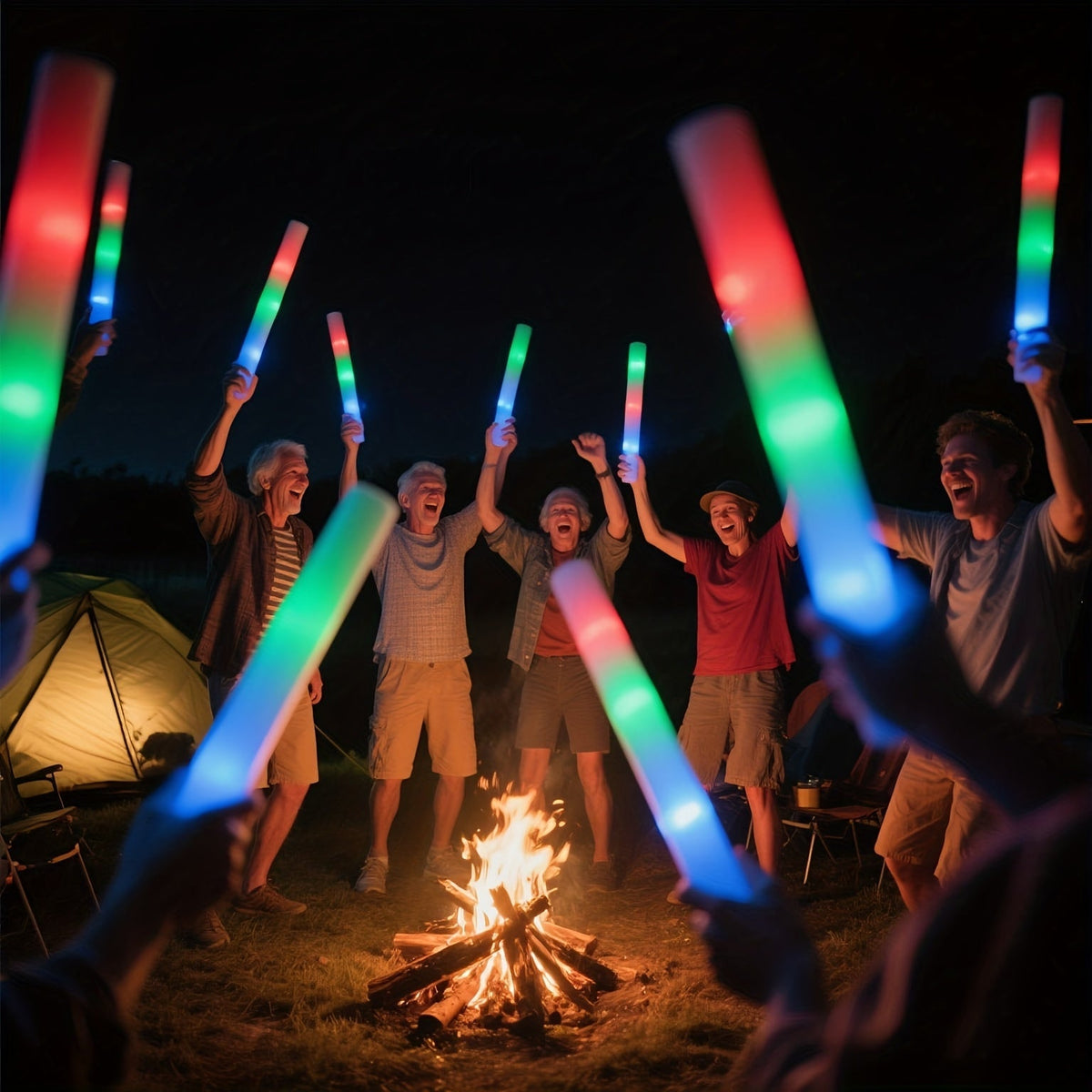 LED Foam Light Sticks Bulk Pack 28 48 or 100 Pieces – 3-Mode Color Changing Flashing Glow Sticks for Glow Parties Weddings Concerts Birthdays Halloween Christmas Camping Cheering Events – Safe for Kids Adults