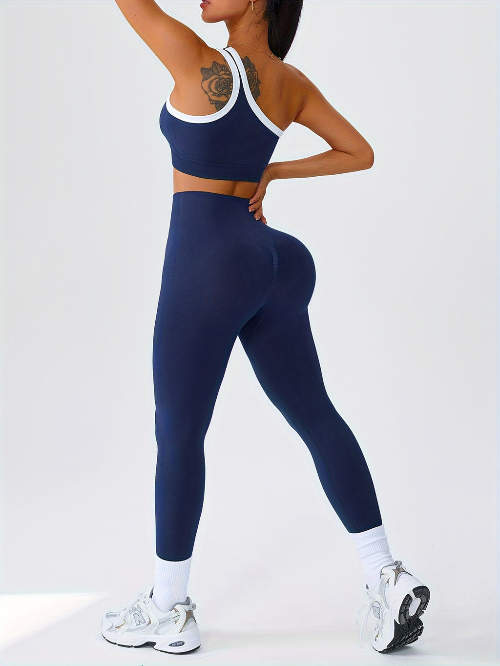 Women's Butt Lifting Leggings & Sports Bra Set 2 Piece High-Waisted 90% Polyamide – Stretchy Minimalist Yoga Running Workout Outfit with Camisole Top, 6 Colors S-XL