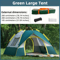 4-Person Pop-Up Camping Tent Instant Setup with UV Protection Insect Netting & Sunshade, Automatic Family Tent Dark Green for Beach Park Camping Hiking Outdoor Adventures, Sturdy Zipper & Support Pole