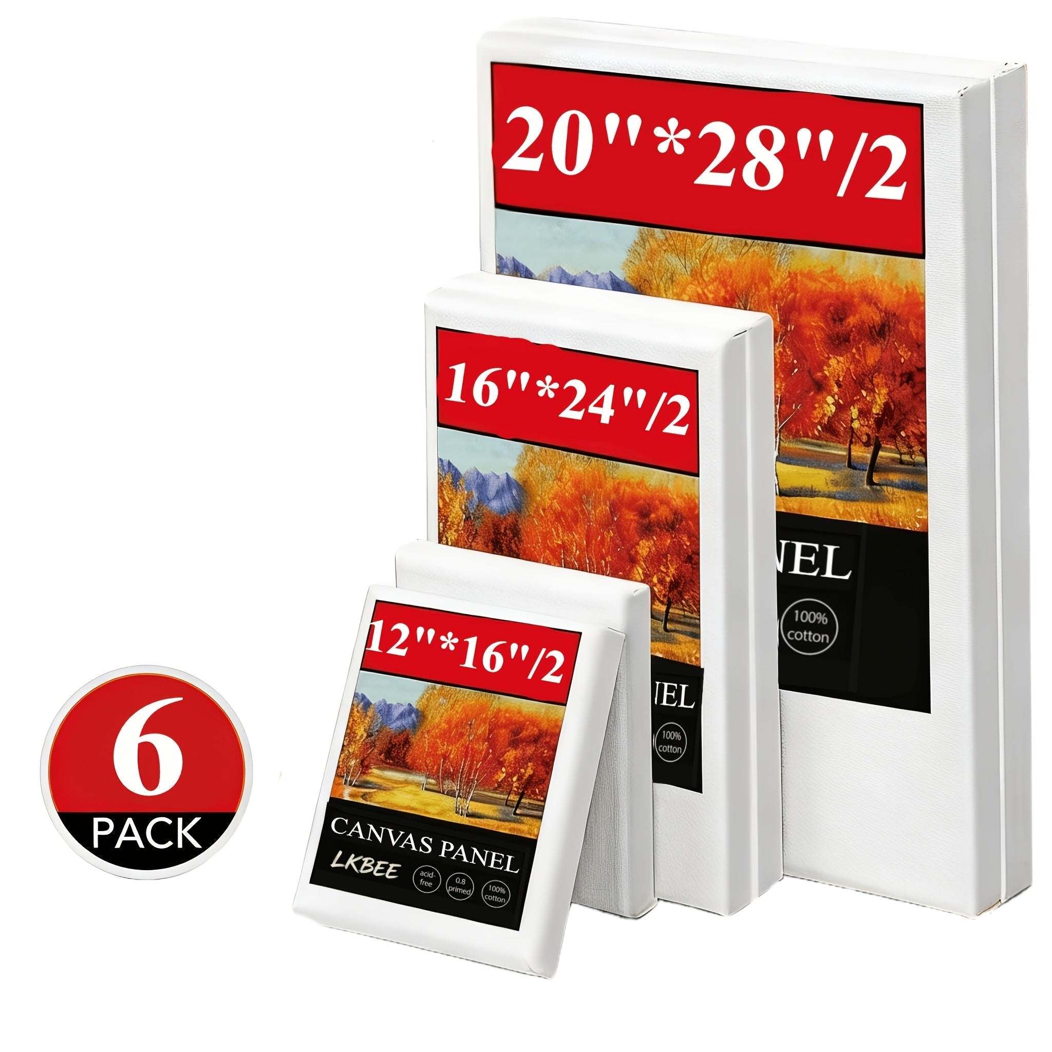 Stretched Canvas Board Set Round and Square Multi-Size Combo 5 to 20 Piece Packs – Pre-Primed Acid-Free Cotton Canvas for Acrylic Pouring Wet-on-Wet Oil Painting Mixed Media and Classroom Teaching