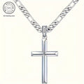 925 Sterling Silver Cross Pendant Chain Necklace – Unplated Natural Silver Avant Garde Unisex Faith Jewelry, Unique Modern Cross Necklace Gift for Anniversary Christmas Birthday Men and Women