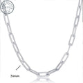 925 Sterling Silver Paperclip Chain Necklace for Women & Men – 3mm Thick Bohemian Style with Synthetic Stone, 20/22/24 Inch, Gift Box Included, Durable Everyday Jewelry for Daily Wear & Gifting