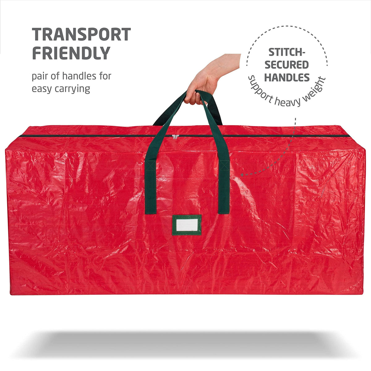 Christmas Tree Storage Bag for 7.5ft Trees Heavy Duty Extra Large Xmas Holiday Tree Bag Dual Zippers Reinforced Handles Wide Opening Easy Storage Red Reusable