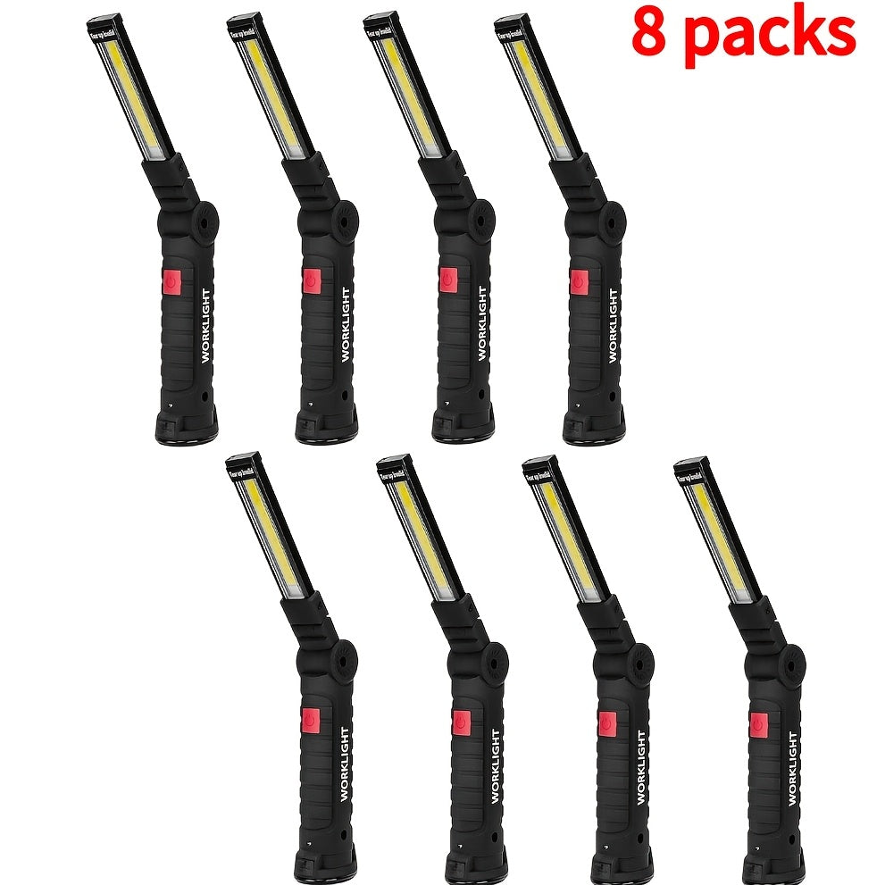 Hanging COB LED Rechargeable Work Light Bulk Pack – Portable Built-In Battery Lamp for Camping Yard Party Garage Vehicle Maintenance Emergency, Black & Khaki, 2 4 6 8 10 Pack Options