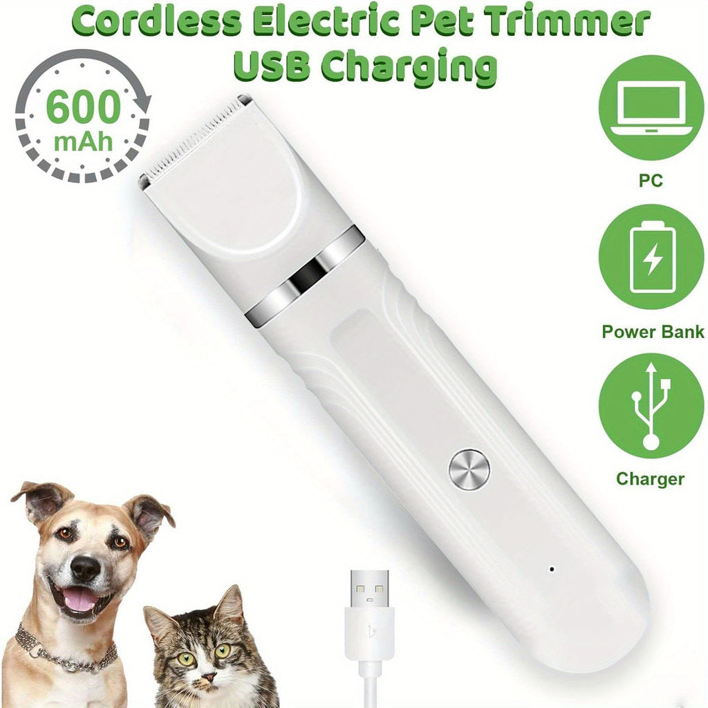 6-in-1 Rechargeable Pet Grooming Kit for Dogs Cats Cordless Hair Clipper Steel Scissors Comb Shaver Set for Thick Heavy Coats USB Charging 50-Min Runtime Blue White