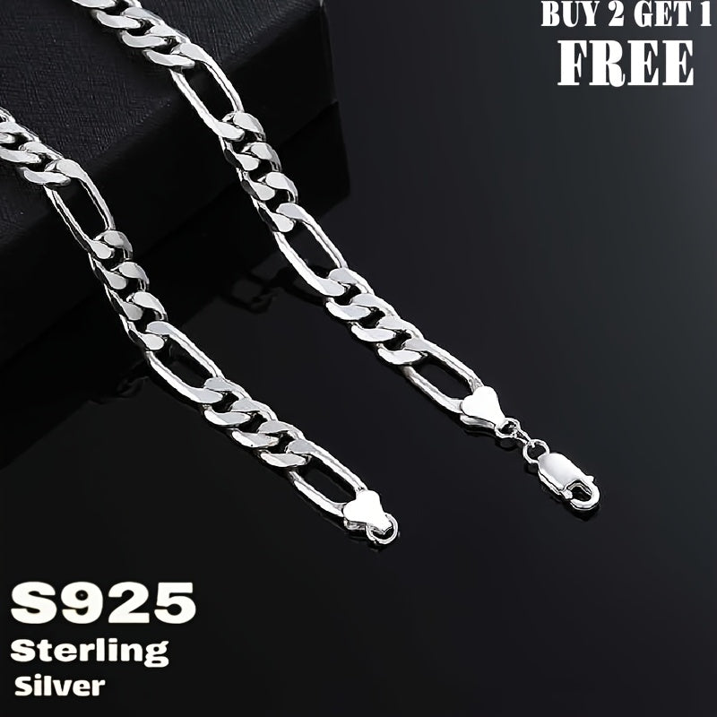 925 Sterling Silver Figaro Chain Necklace 8mm Wide Bold 6.25g Unisex – Heavy Retro Minimalist Chain for Men & Women 20in 24in Gift Box Included Birthday Anniversary Father's Day