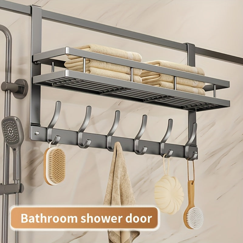Over-the-Door Storage Rack with Hooks Heavy Duty Metal Organizer for Bedroom Bathroom Kitchen Closet Door Hanger No Tools Required 4 to 8 Hooks